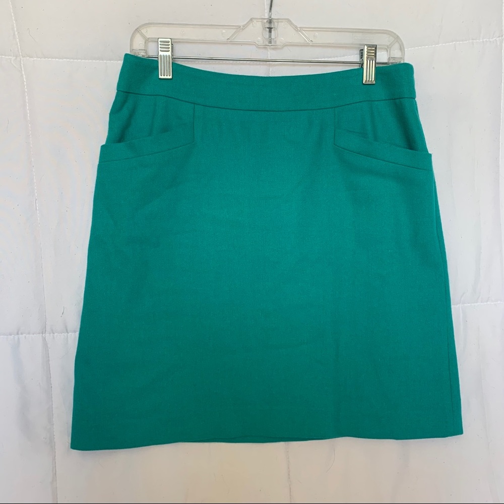 Ann Taylor Wool Blend Teal Skirt w/ Pockets